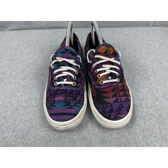 Vans Black Geometric Aztec Canvas Sneaker Shoe Mens 7 Womens 8.5 Vintage - Picture 6 of 11